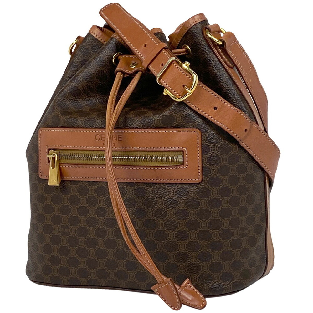 Celine Macadam shoulder bag logo canvas brown